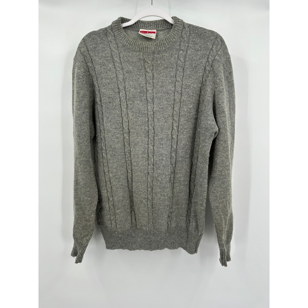Mens Vintage Preppy Old Money Sweater Size L Shetland Wool Minimalist Cabin 90s